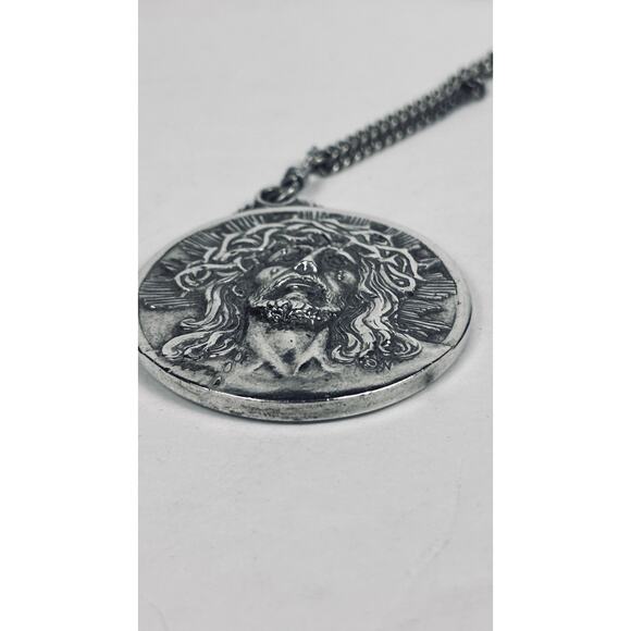 Vintage Sterling Creed Jesus/Our Lady Guadalupe Pendant Vintage Pendant 1.5" 31g - Picture 2 of 10